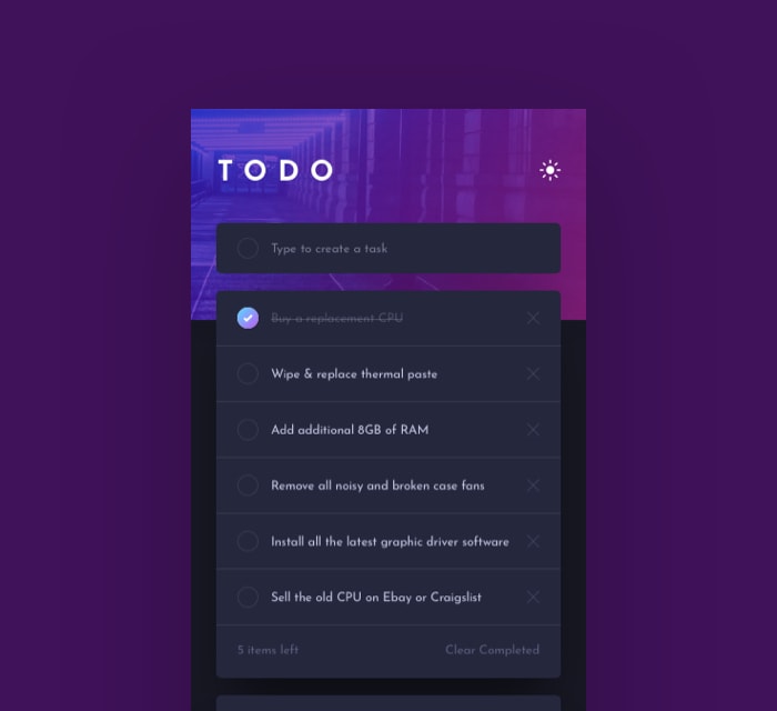 landing page of todo website